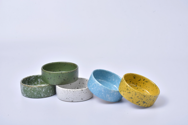 Rice field green speckled small round ceramic tray