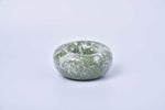 Sand white speckled low rounded ceramic donut bowl