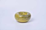 Bamboo green speckled low rounded ceramic donut bowl