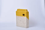 Bamboo green speckled tall rectangular ceramic vase