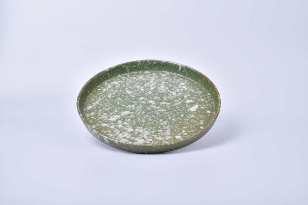 Rice field green speckled 11-inch ceramic dinner plate