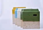 Rice field green speckled tall rectangular ceramic vase