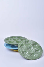 สี Rice Field โทนเขียวลายจุด seven-well เซรามิก serving plate
