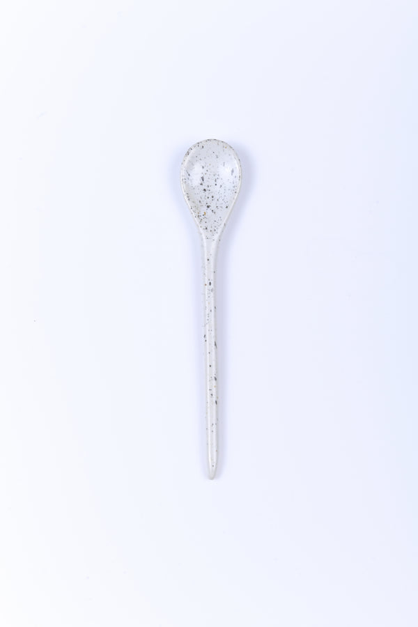 Sand white speckled small ceramic tea spoon