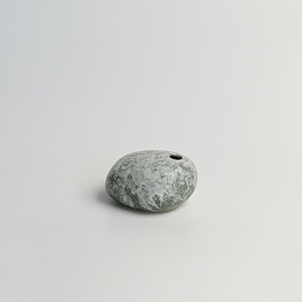 Rice field green speckled stone-shaped ceramic bud vase