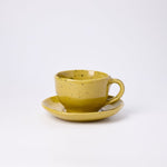 สี Bamboo โทนเขียวลายจุด เซรามิก coffee cup and saucer