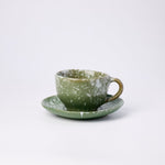สี Sand โทนขาวลายจุด เซรามิก coffee cup and saucer