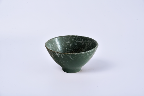 Rice field green speckled ceramic rice bowl